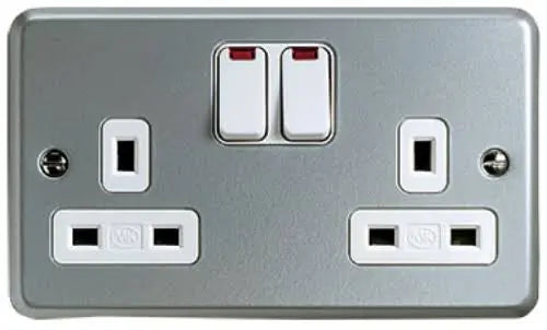 MK K2446ALM Metal Clad Plus 2 Gang DP Switched Socket with NEON MK Electric