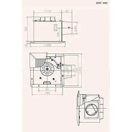 KDK Ceiling Mounted Exhaust Fan,170mm,17CUH - Deluxe Electricals UAE