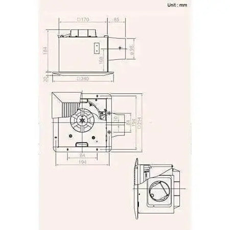 KDK Ceiling Mounted Exhaust Fan,170mm,17CUH - Deluxe Electricals UAE