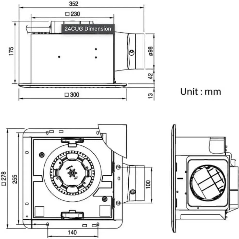 KDK Ceiling Mounted Exhaust Fan,240mm,24CUH - Deluxe Electricals UAE