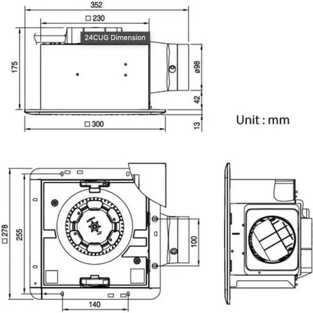 KDK Ceiling Mounted Exhaust Fan,240mm,24CUH - Deluxe Electricals UAE
