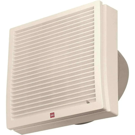 KDK 8-inch window mount exhaust fan 20WHCT, beige front view with slotted grille and logo. UAE