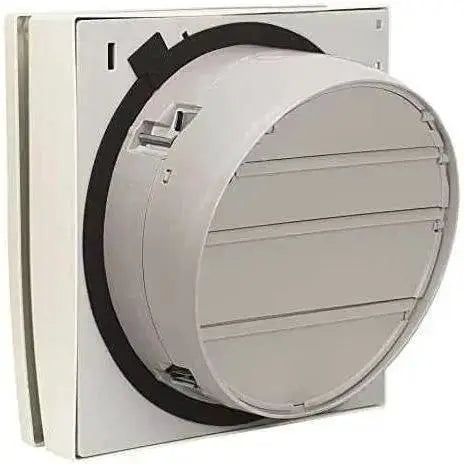 KDK 8in Window Mount Exhaust Fan, model 20WHCT, white unit with circular front grill installed in a window frame UAE