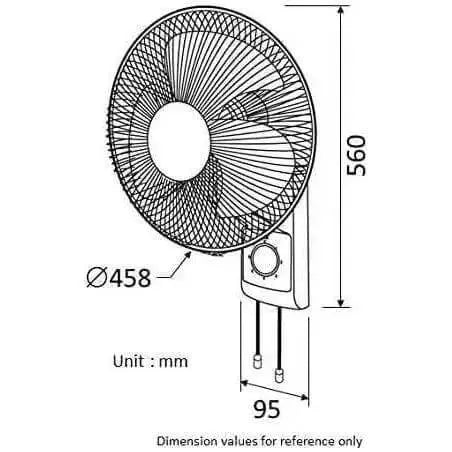KDK M40C 16 in blue wall-mounted fan with metal blade guard and 3-speed control. UAE