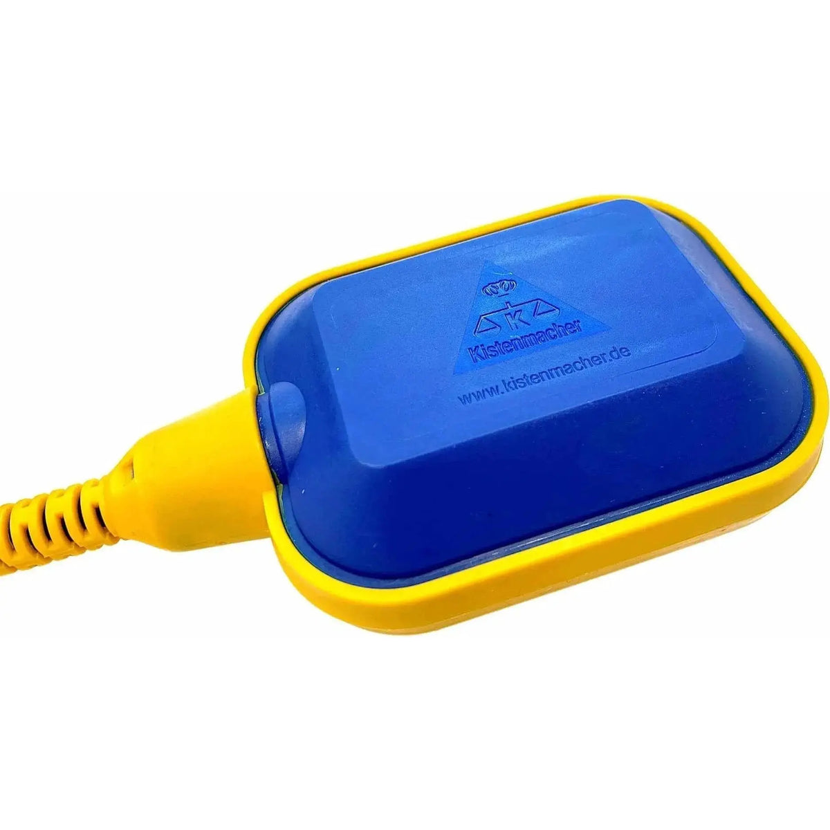 Kistenmacher float switch with blue housing, yellow outer frame and cable, 16(8)A / 250V, for water tanks and pumps UAE