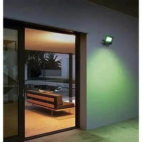 Ledvance LED Eco Lite Floodlight 100W G2 IP65 exterior wall light casting green glow UAE