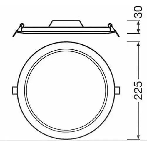 Ledvance LED Value Slim Round Downlight, 18W, 8-inch (225mm), white ceiling fixture with spring clips UAE