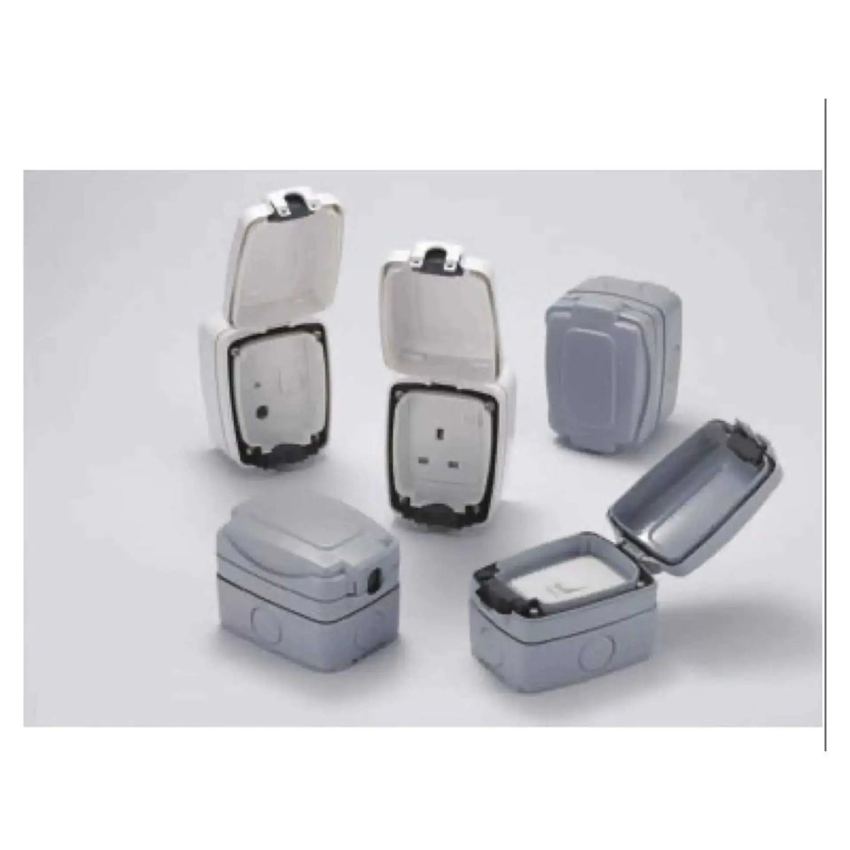 Mk 13A outdoor IP66 switch socket, MK Electric Masterseal Compact 86486GRY in grey, weatherproof sockets UAE