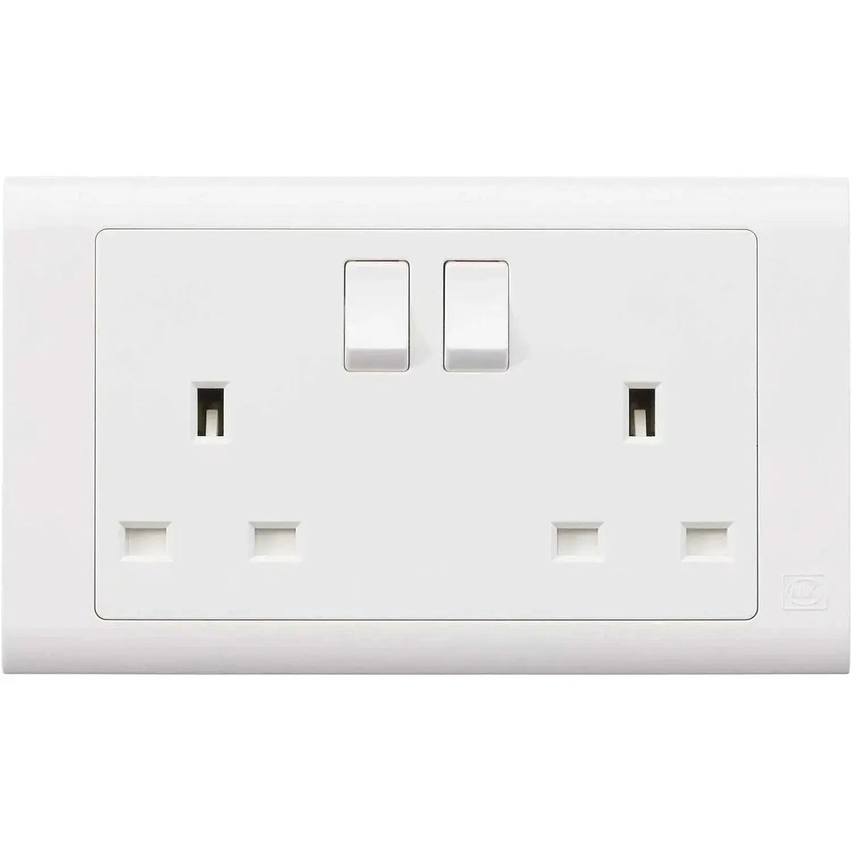 MK Electric MV2747WHI Essential 2G 13A switched socket, white wall outlet with two switches and two sockets UAE