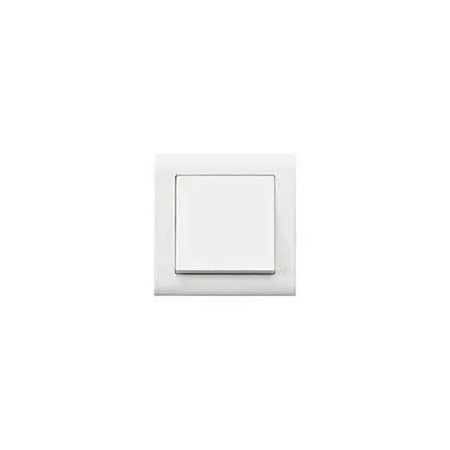 MK Essentials 10AX 1G intermediate switch with wide square rocker, white wall plate, front view UAE