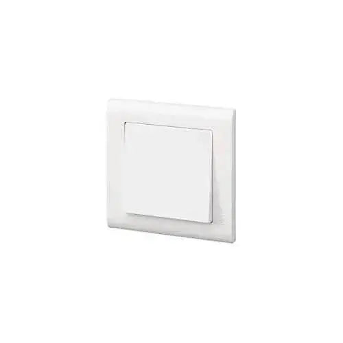 MK Essentials 10AX 1G intermediate switch with a white wide rocker, front view. UAE