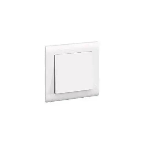MK Essentials 10AX 1G intermediate light switch with a wide white rocker, front view UAE