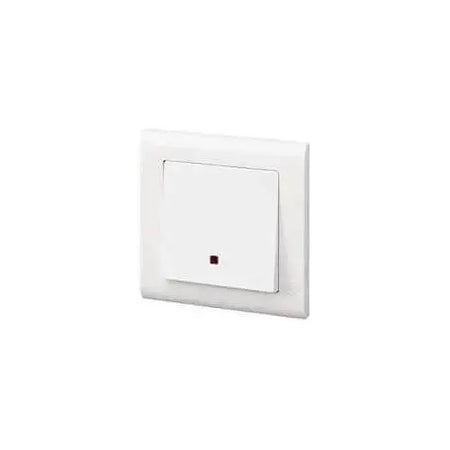 MK Electric MV4787NWHI 20AX 1G DP wide rocker switch with neon indicator on white wall plate (front view) UAE