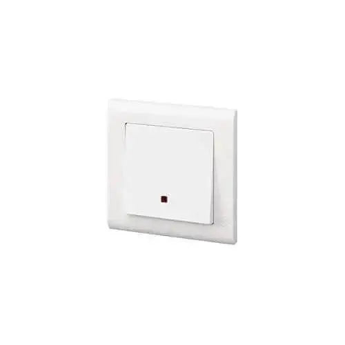 MK Electric MV4787NWHI 20AX 1G DP wide rocker switch with neon indicator on white wall plate (front view) UAE