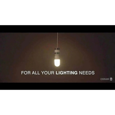 Osram LED Value Truwave E27 stick bulb 10W 230V glowing in a hanging pendant light; Osram logo visible. UAE