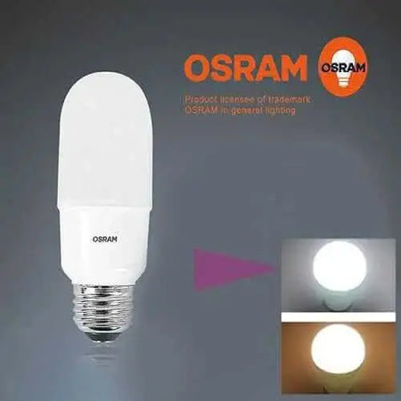Osram LED Value Truwave stick bulb E27, 10W, 230V, white frosted with screw base; OSRAM logo visible UAE