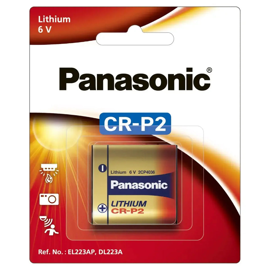 Panasonic CR-P2 6V lithium battery blister pack