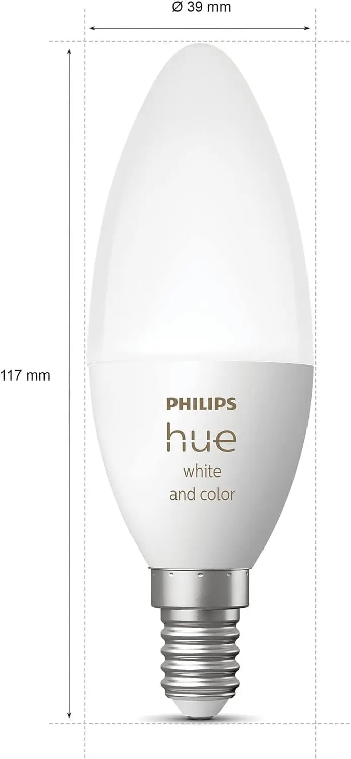 Philips Hue E14 B39 White and Colour Ambiance smart bulb in colour lighting