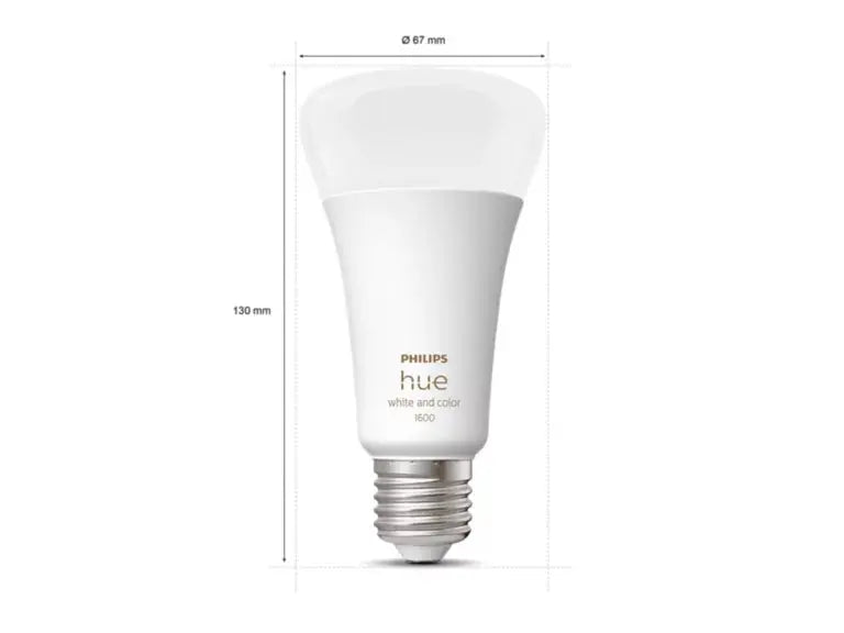 Philips Hue E27 1600lm White and Colour Ambiance smart bulb angled view