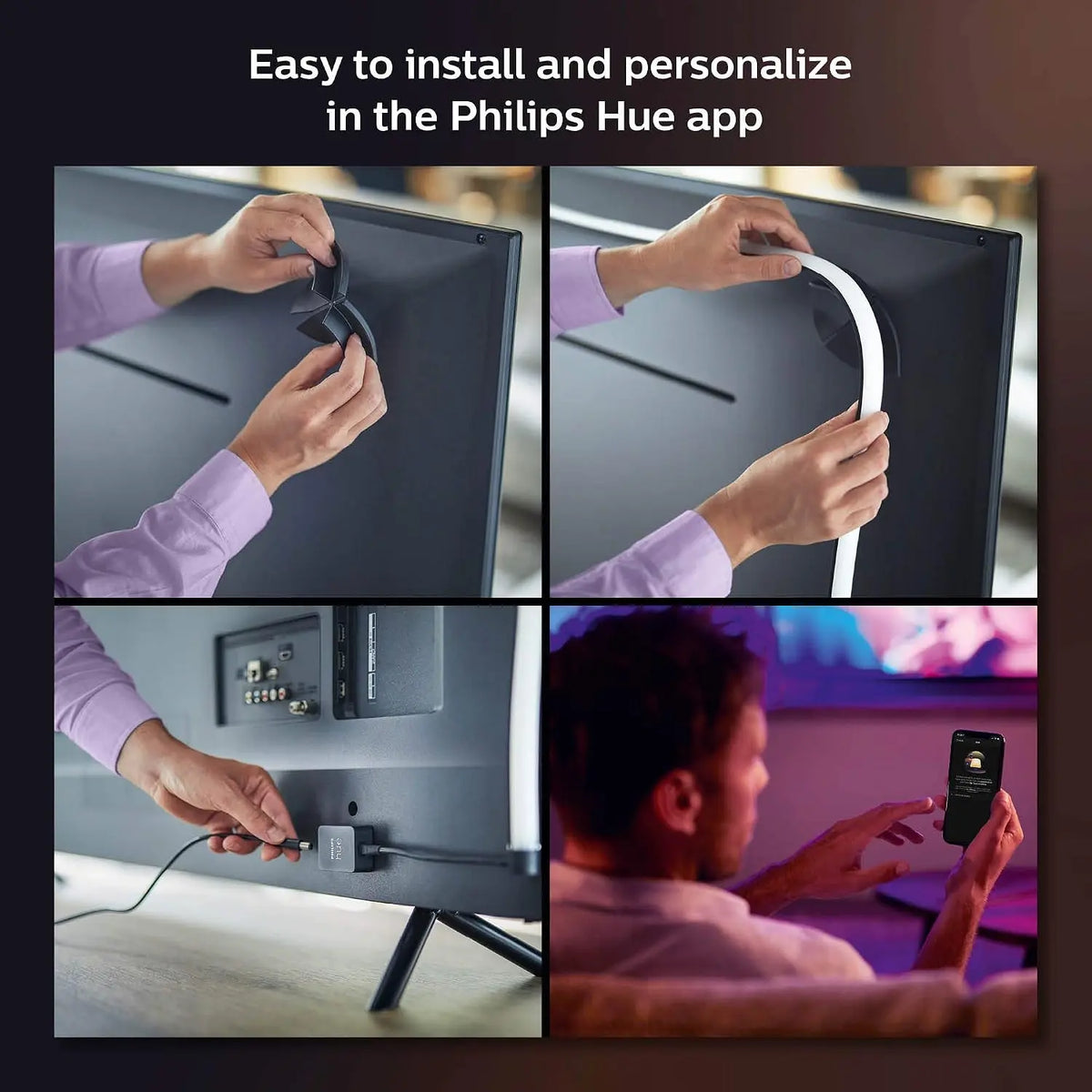 Philips Hue Play Gradient Lightstrip 65 inch synchronized TV lighting