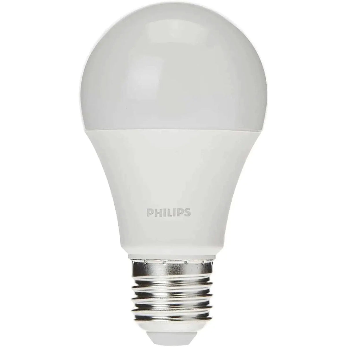 Philips Essential LED bulb, 11W, E27 base, white plastic body with frosted glass bulb, warm white 3000K. UAE
