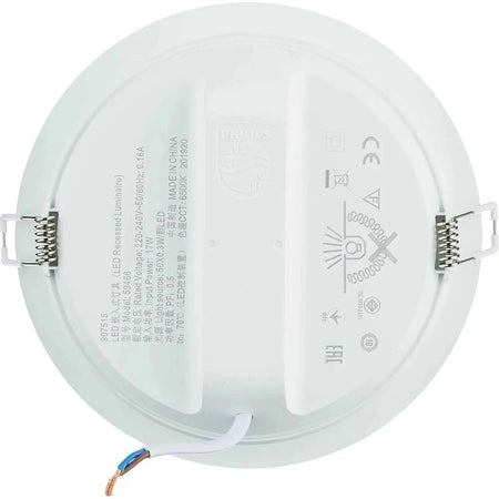 Philips LED Meson downlight, 17W, 165mm, white round recessed ceiling light with spring clips. UAE