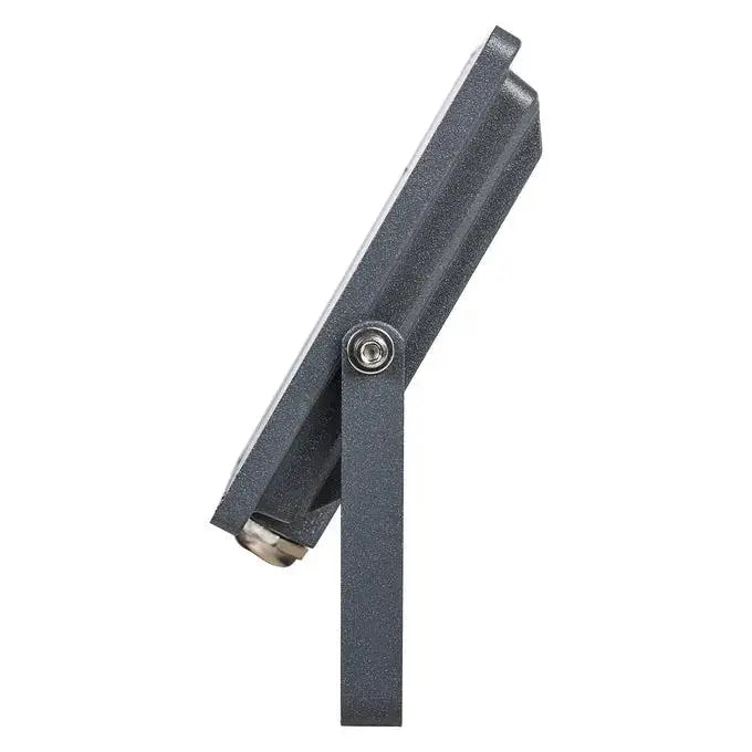 Ledvance LED Eco-Lite Floodlight 30W IP65, dark gray metal housing on an adjustable mounting arm (side view).