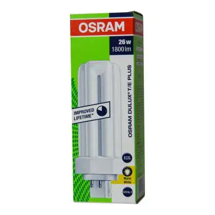 Osram Dulux-T/E 26W GX24q CFL lamp in green packaging box, 1800 lm