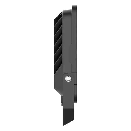 Ledvance LED Value Floodlight 100W IP65 G3, cool daylight, side view of dark gray floodlight with mounting lug.