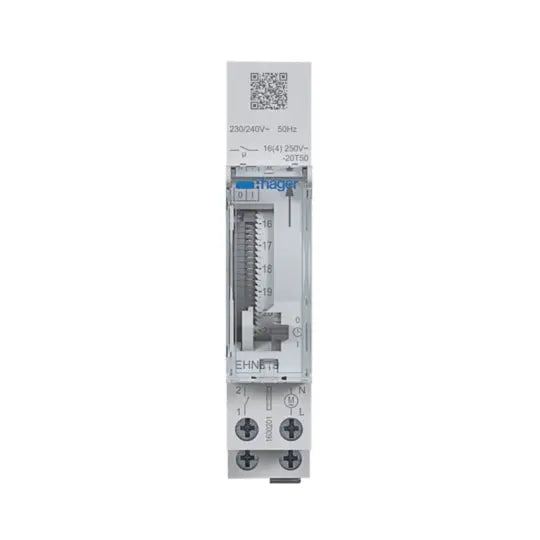 Hager EHN010 Daily Time Switch 230V 1-Channel 1-Module DIN Rail Hager