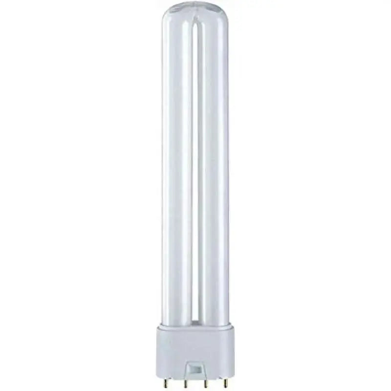 Osram Dulux-L 24W 2G11 4-pin CFL lamp, front view, two-tube U-shaped design, warm white 830