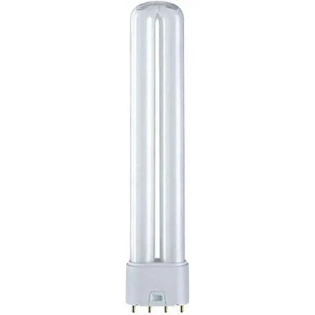 Osram Dulux-L 24W 2G11 4-pin CFL lamp, front view, two-tube U-shaped design, warm white 830