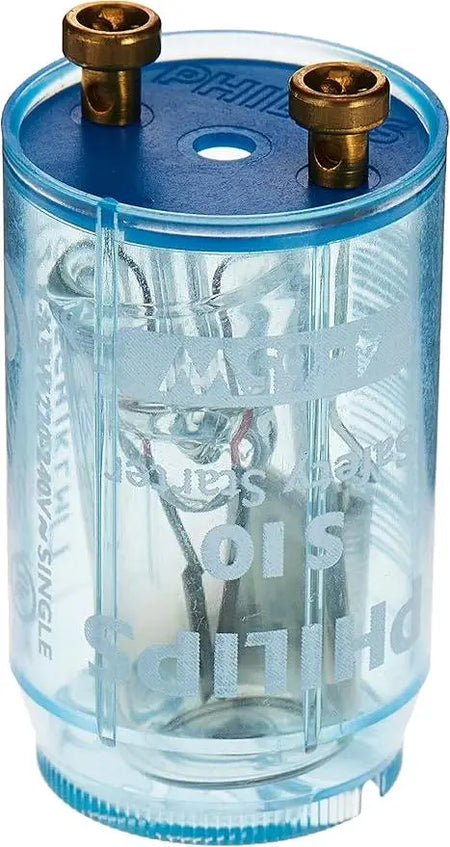 Philips Starter S10 4-65W, 220-240V in blue translucent housing with two brass terminal posts UAE