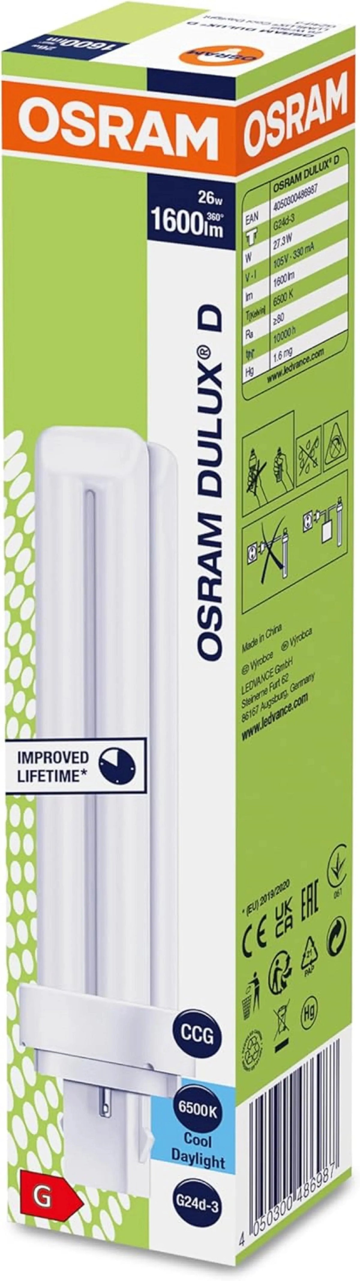 Osram Dulux-D 26W 2-Pin G24d-3 CFL Lamp Osram