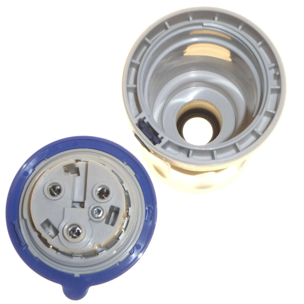 Gewiss GW60015H straight plug, blue outer ring with gray inner connector, 32A 2P+E, IP44/IP54, 230V UAE