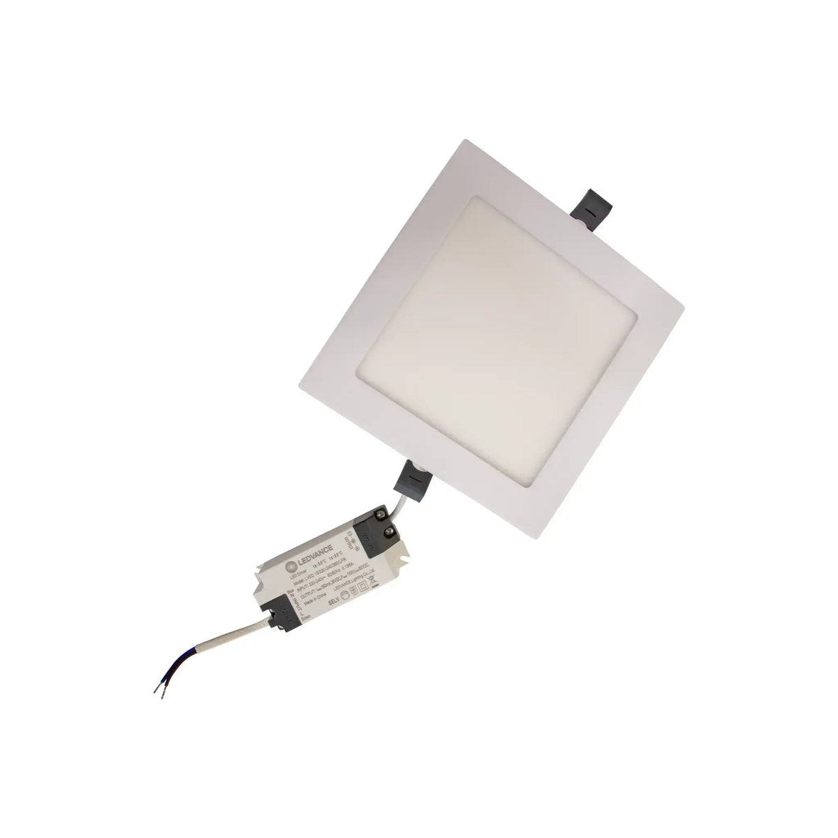 Ledvance 15W 6-inch square slim LED panel downlight with frosted diffuser and attached driver.