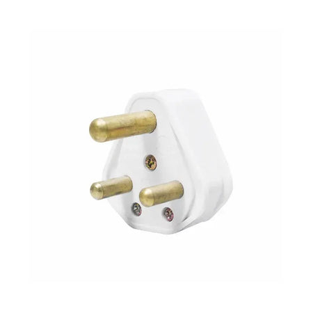 RR 15A white three round pin plug top front view