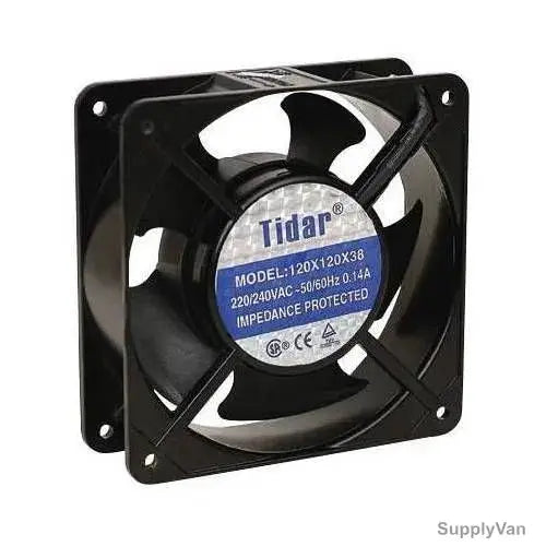 Tidar 120x120x38 AC axial cooling fan angled rear view