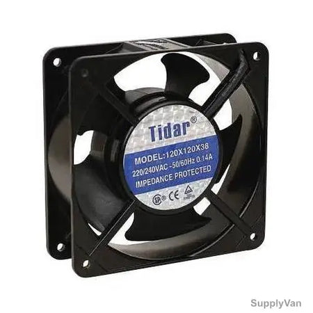 Tidar 120x120x38 AC axial cooling fan angled rear view