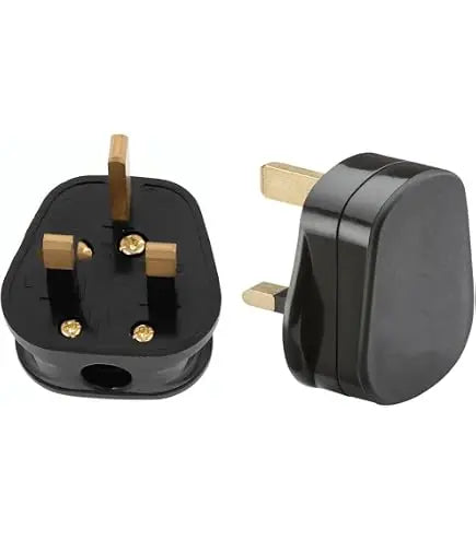 Volex VX1307BK 13A black nylon fused plug top front and side views