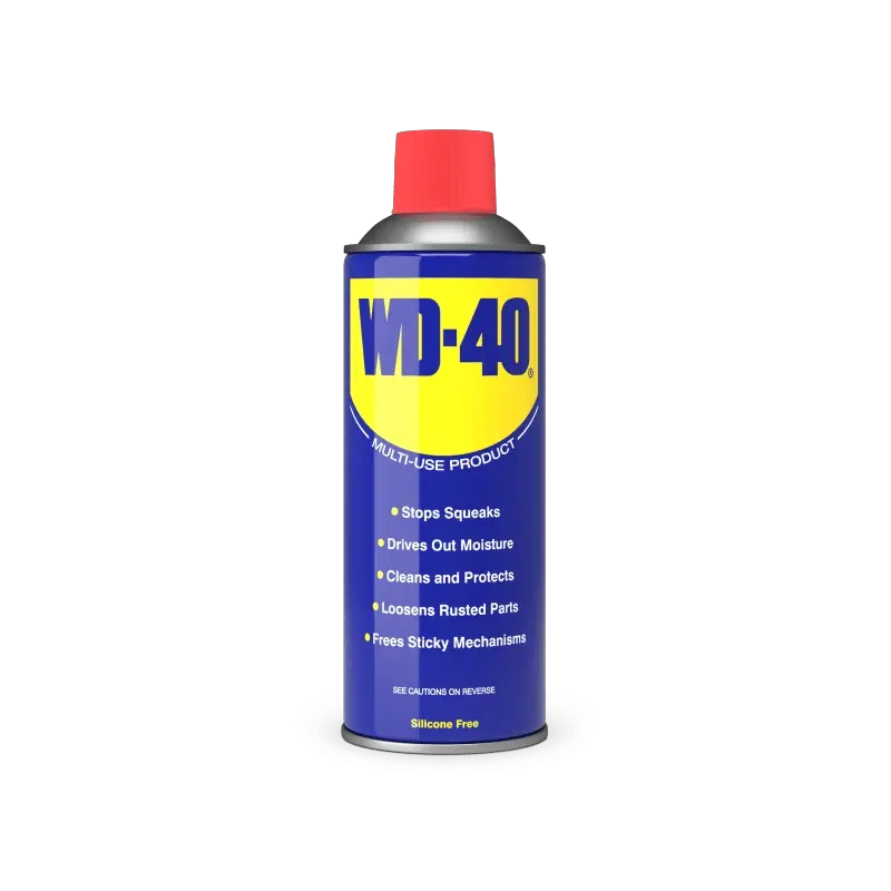 WD-40 rust remover spray can, 330 ml, blue bottle with red cap. UAE