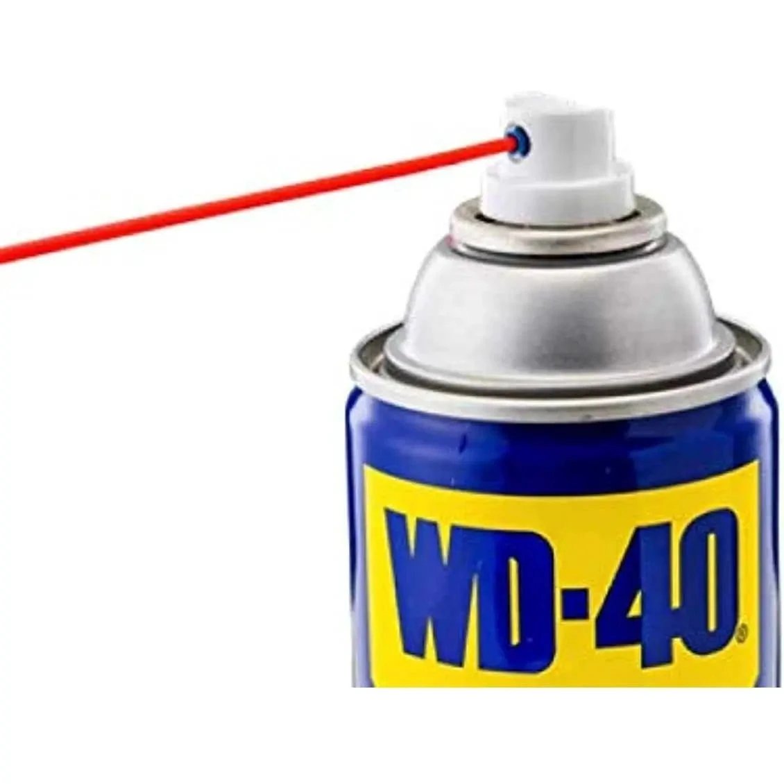 WD-40 Multi-Use Rust Remover spray can with red straw, blue can and yellow label. UAE